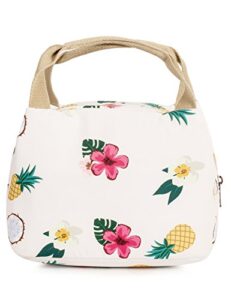 leaper reusable pineapple lunch bag insulated lunch tote bag lunch box beige