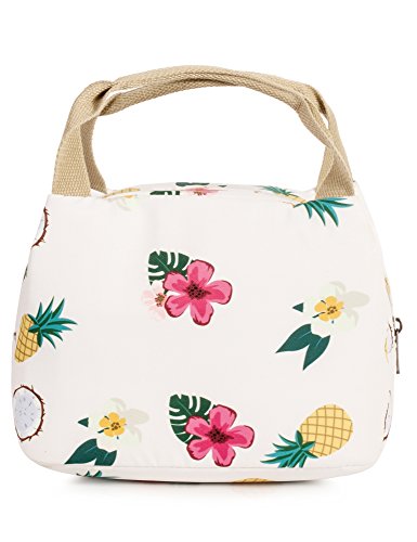 Leaper Reusable Pineapple Lunch Bag Insulated Lunch Tote Bag Lunch Box Beige