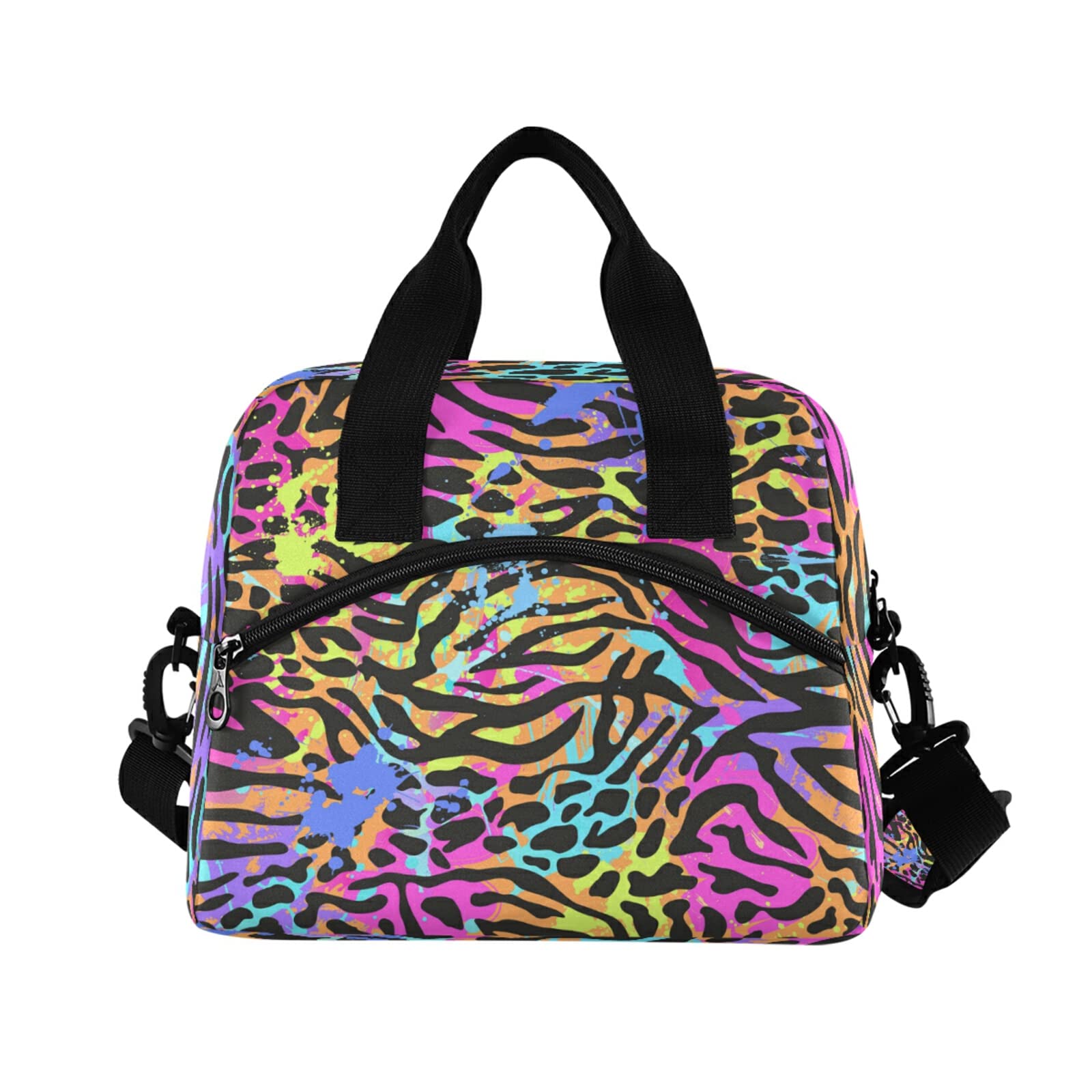 Rainbow Animal Leopard Print Lunch Bag Reusable Lunch Tote Bag Thermal Cooler Bag Insulated Lunch Box with Adjustable Shoulder Strap for Office School Outdoor Picnic