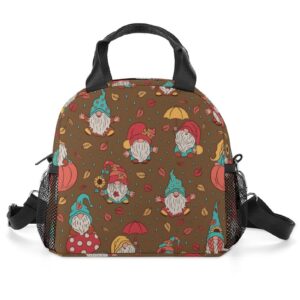 cute gnomes lunch bag for women men, portable insulated lunch box, lunch tote bag for work outdoor