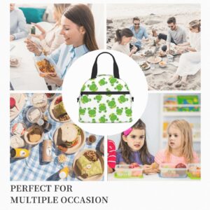 Cute Frog Lunch Bag Reusable Insulated Lunch Tote Bag Lunchbox Container With Adjustable Shoulder Strap For Office Work Picnic Travel