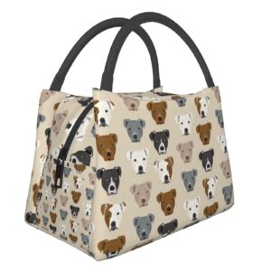 dog pitbull heads lunch bag portable large insulation tote cooler cooling box