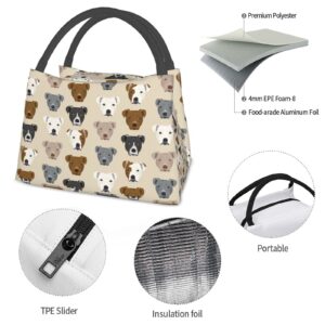 Dog Pitbull Heads Lunch Bag Portable Large Insulation Tote Cooler Cooling Box