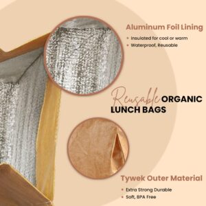 EKOLOJEE Insulated Paper Reusable Lunch Bag | Insulated Durable For Cold And Hot Food And Snacks | Insulated Canvas Lunch Bags, Brown Paper Bag | Classic Worthbuy Lunch Bag For Men & Women