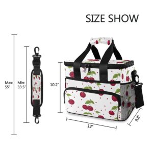 HMZXZ Large Cooler Lunch Bag Cute Cherry Pattern 24-Can (15L) Insulated Lunch Box Soft Leakproof Cooler Cooling Tote Bag for Adult Men Women Camping, Picnic, BBQ