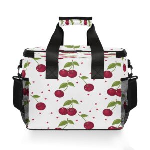 HMZXZ Large Cooler Lunch Bag Cute Cherry Pattern 24-Can (15L) Insulated Lunch Box Soft Leakproof Cooler Cooling Tote Bag for Adult Men Women Camping, Picnic, BBQ