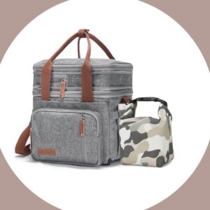 mov compra movcompra grey adult insulated lunch box for work + insulated snack bag- women girls reusable sandwich & snack bags