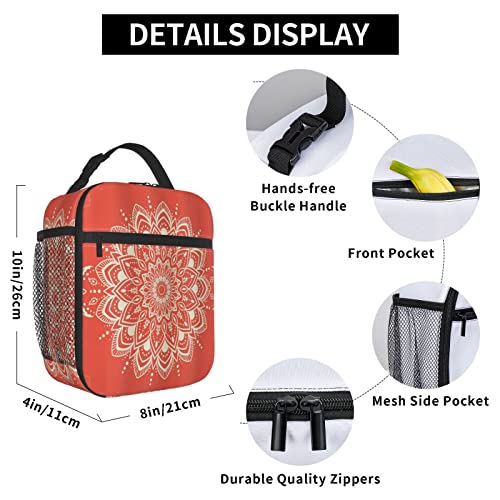 Rportable Lunch Bag For Women/Men Insulated,Round Mandala Design Yoga Meditation Cosmos Concepts Outline Ornam,Insulatedreusable Lunch Box For Office Work School Picnic BeachLeakproof Cooler Tote Bag