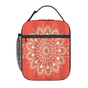 Rportable Lunch Bag For Women/Men Insulated,Round Mandala Design Yoga Meditation Cosmos Concepts Outline Ornam,Insulatedreusable Lunch Box For Office Work School Picnic BeachLeakproof Cooler Tote Bag