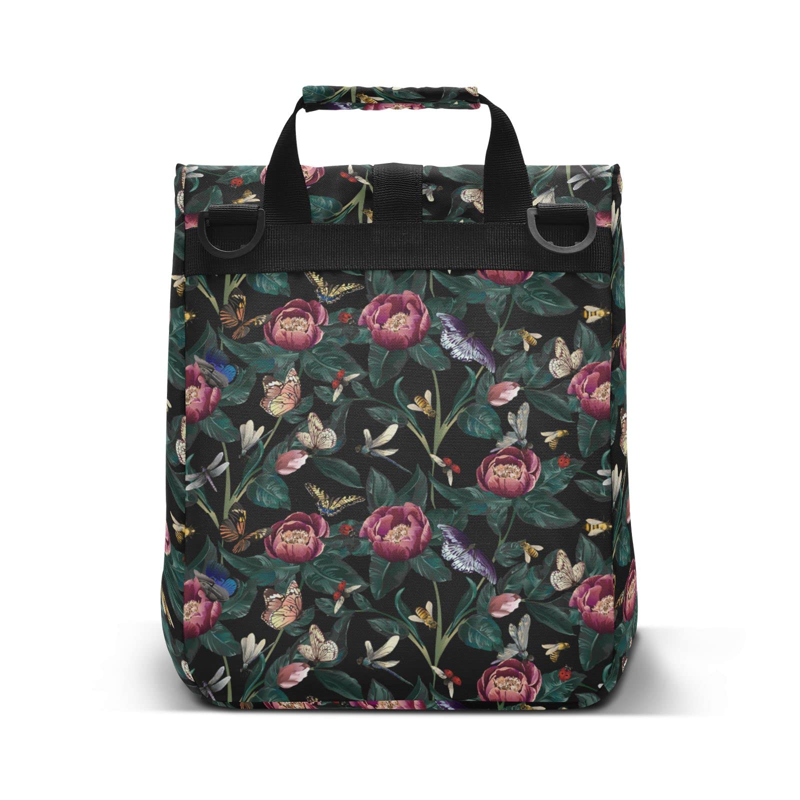 ALAZA Peony Flower Leaves Dragonfly Butterfly Insulated Lunch Bag Women Men Roll-Top Portable Reusable Cooler Lunch Tote Bag for Work Office Picnic College