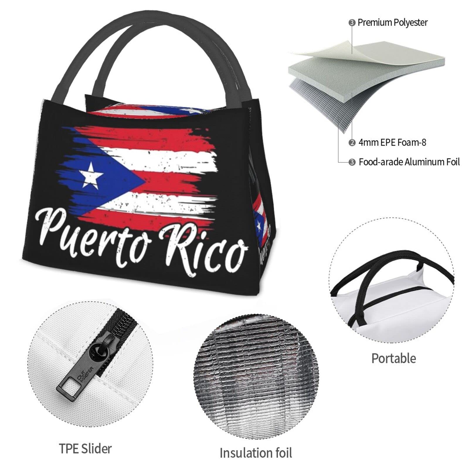 ASYG Puerto Rico Lunch Box Picnic Bags Puerto Tote Insulated Portable Puerto Decor Container Meal Bag