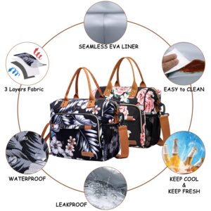 TuErCao Insulated Lunch Bag - Large Portable Cooler Lunch Box for Office Work School Picnic Beach Workout - Reusable Freezable Tote Lunch Bag Organizer with Adjustable Shoulder Strap for Women Men