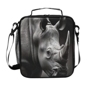 kigai high alert rhino school lunchbox for boys girls,insulated lunch tote bag with adjustable strap,leakproof and durable lunch cooler for work office