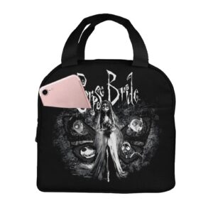 mzjj corpse bride lunch box travel bag reusable insulated lunch bags picnic tote bag, black