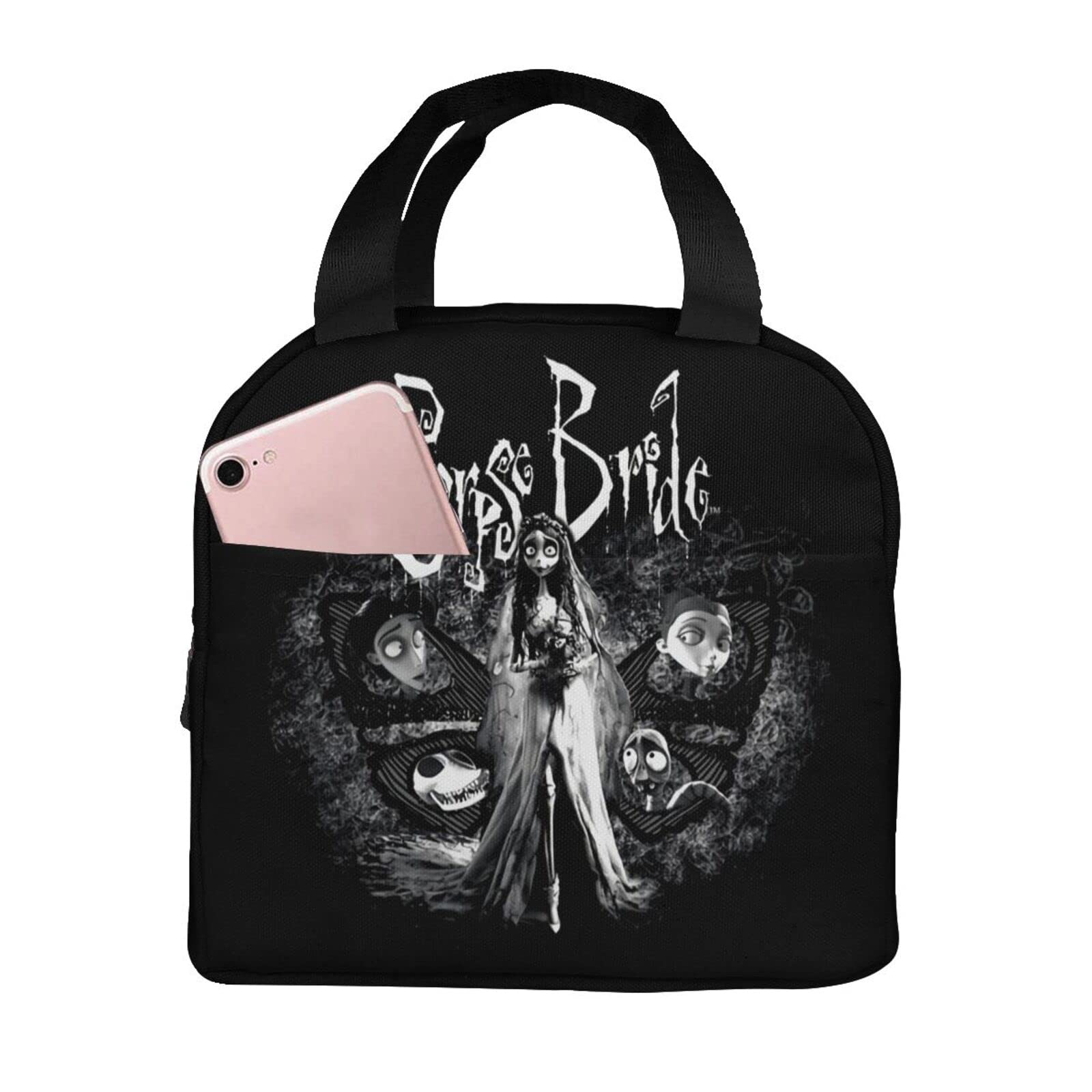 MZJJ Corpse Bride Lunch Box Travel Bag Reusable Insulated Lunch Bags Picnic Tote Bag, Black