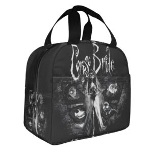 MZJJ Corpse Bride Lunch Box Travel Bag Reusable Insulated Lunch Bags Picnic Tote Bag, Black