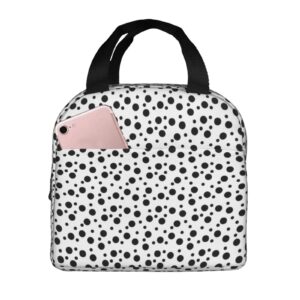 UYEUGV Black Polka Dot Lunch Bag for Women Teen Boys Girls Aesthetic Small Insulated Lunch Box Kids Thermal Cooler Bag Work School