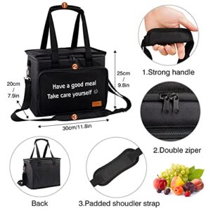 COCEQUC Large Lunch Bag, Reusable Insulated Cooler Lunch Bag, 15L Lunch Box Organizer with Adjustable Shoulder Strap for Travel Camping Hiking Beach Swimming