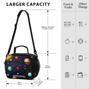 Sinestour Insulated Lunch Bag Colorful Solar System Lunch Box Container with Detachable Shoulder Strap Lunch Box Container for Kids/Adult