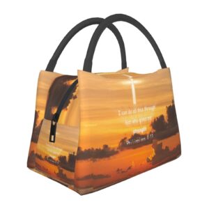 manqinf jesus lunch bag bible verse lunch box large capacity cross insulated lunch box tote reusable lunch box