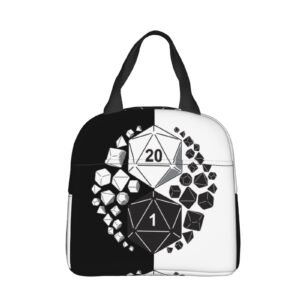 dungeons and dragons yin yang lunch bag lunch box insulated portable tote bags, black, one size