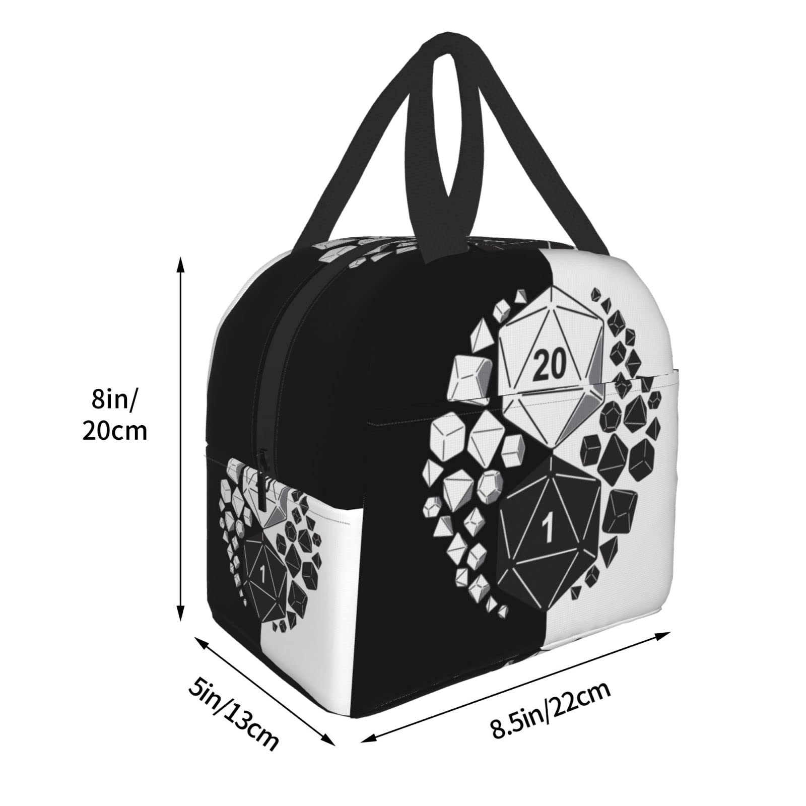 Dungeons And Dragons Yin Yang Lunch Bag Lunch Box Insulated Portable Tote Bags, Black, One Size