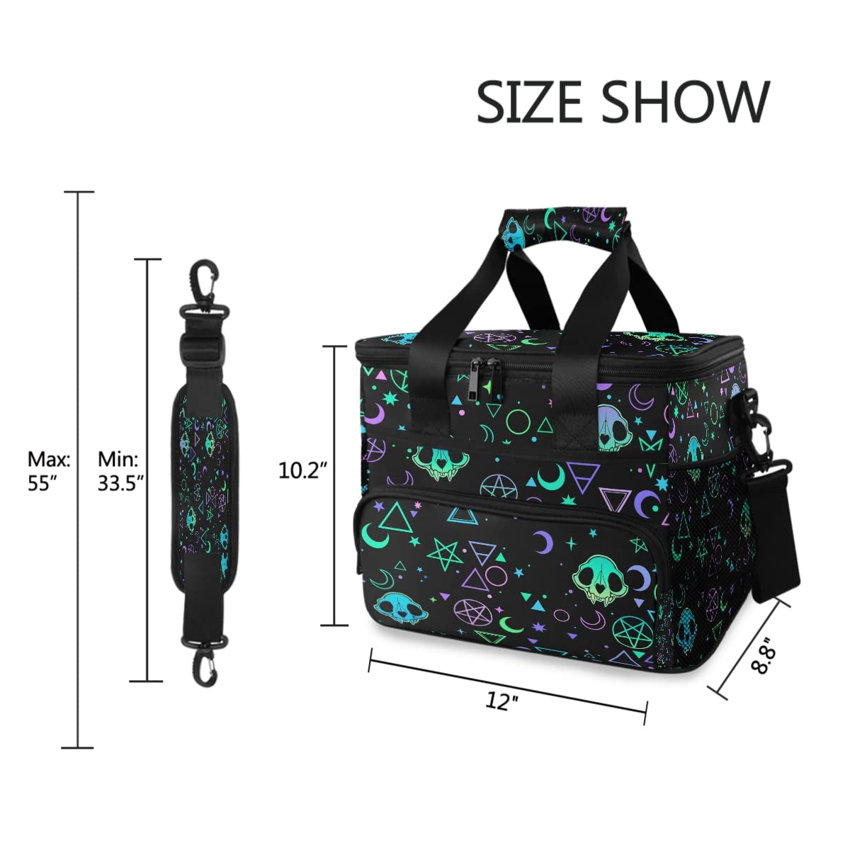 MNSRUU Cooler Bag Magic Skulls Cooler Bag Insulated Lunch Totes Picnic Bag Leakproof Beach Cooler Lunch Box Container