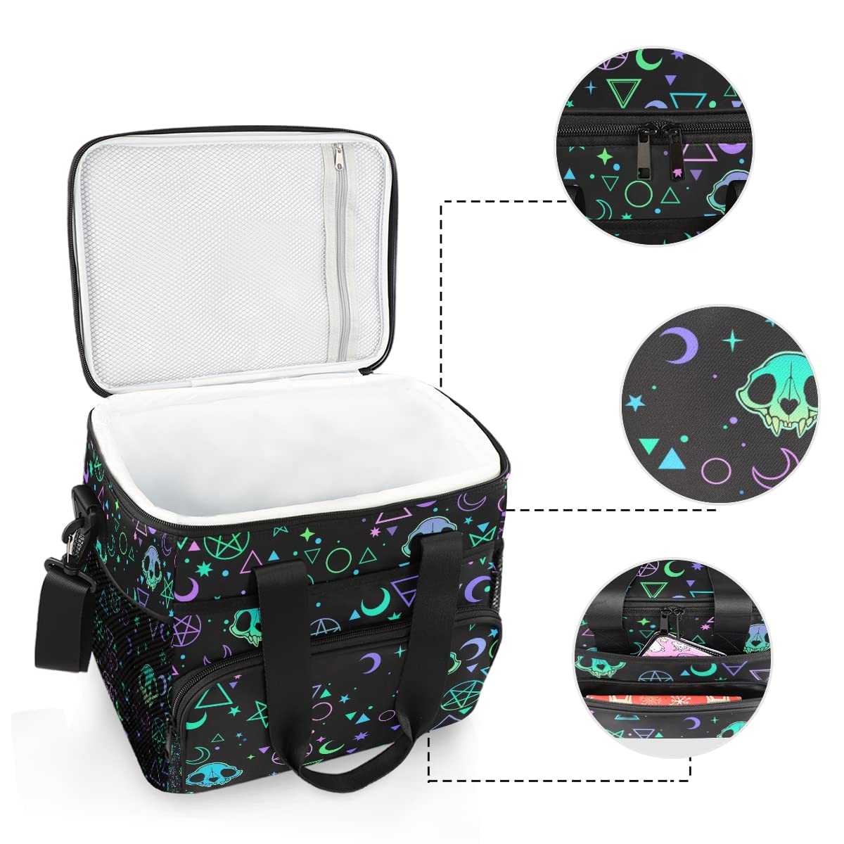 MNSRUU Cooler Bag Magic Skulls Cooler Bag Insulated Lunch Totes Picnic Bag Leakproof Beach Cooler Lunch Box Container