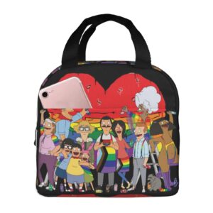 orpjxio lunch bag bob's anime burgers reusable lunch box portable insulated lunch tote for outdoor picnic office 8.5 x 8 x 5in