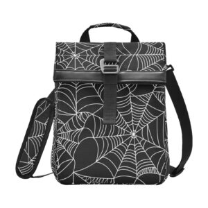 lunch bag cooler bag thermal insulated men women travel school work spider web black portable beach shoulder strap