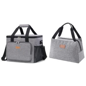 lifewit 24l collapsible cooler bag and 7l insulated lunch bag grey