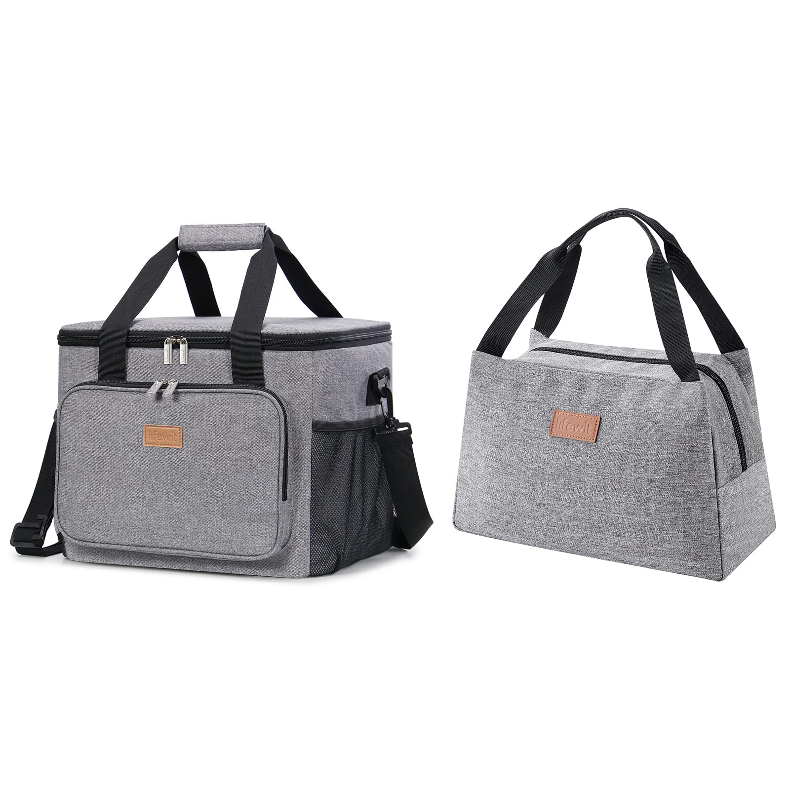 Lifewit 24L Collapsible Cooler Bag and 7L Insulated Lunch Bag Grey