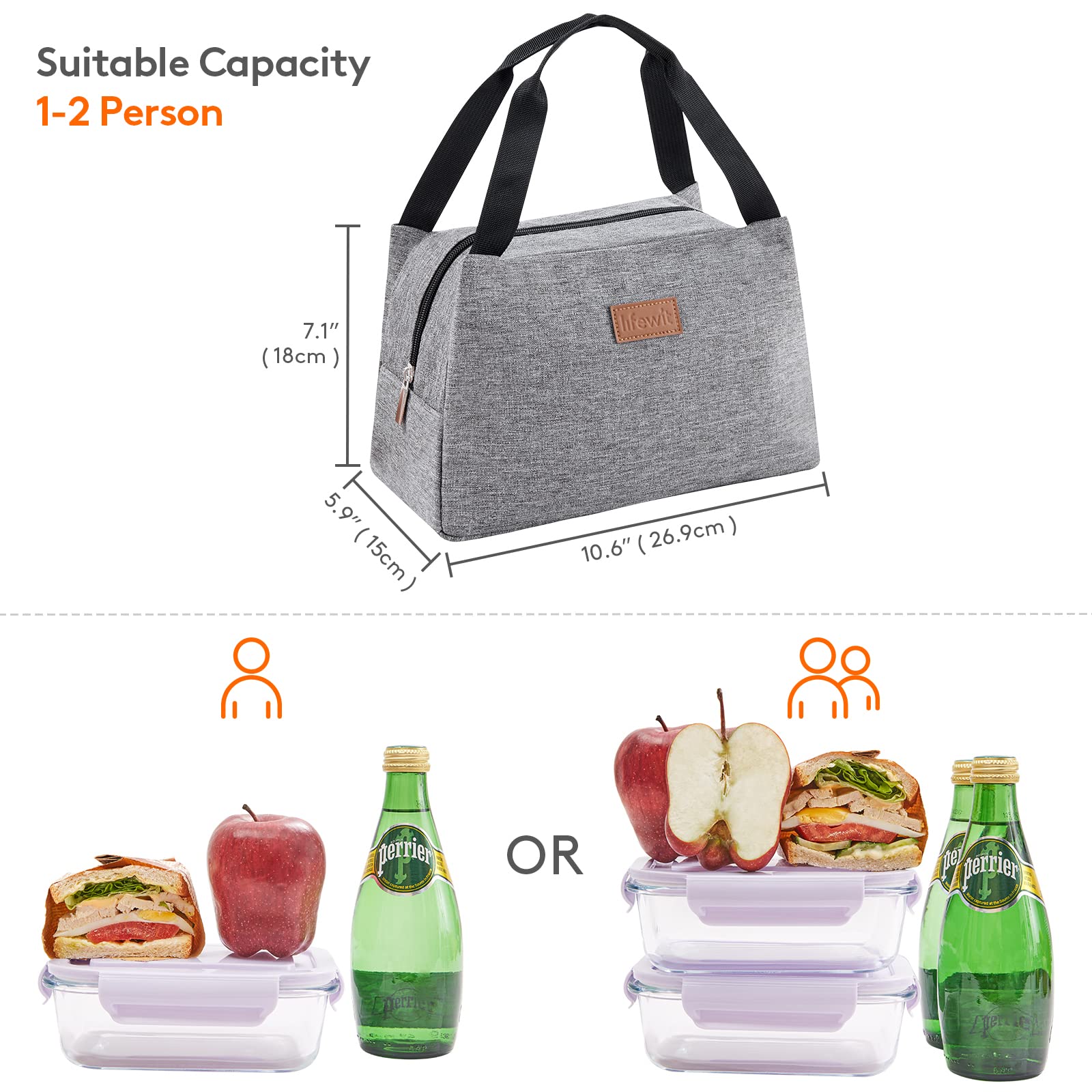 Lifewit 24L Collapsible Cooler Bag and 7L Insulated Lunch Bag Grey