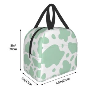 Senheol Mint Green Cow Animal Lunch Box, Insulation Lunch Bag for Women Men, Reusable Lunch Tote Bags Perfect for Office Camping Hiking Picnic Beach Travel