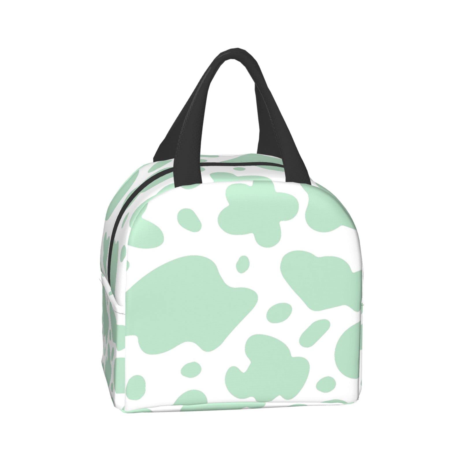 Senheol Mint Green Cow Animal Lunch Box, Insulation Lunch Bag for Women Men, Reusable Lunch Tote Bags Perfect for Office Camping Hiking Picnic Beach Travel