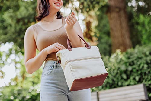 PICNIC TIME ONIVA - a brand - Urban Lunch Bag, Cooler Lunch Tote, Insulated Lunch Bag, (Beige with Brown Accents), 9.75 x 5.5 x 10.1