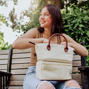 PICNIC TIME ONIVA - a brand - Urban Lunch Bag, Cooler Lunch Tote, Insulated Lunch Bag, (Beige with Brown Accents), 9.75 x 5.5 x 10.1