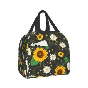 sunflower lunch bags for women portable insulated leakproof daisy lunch box thermal cooler bag reusable loncheras para mujer for office work picnic beach
