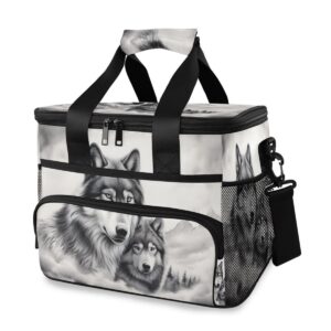 xigua wolf large lunch bag insulated lunch box reusable soft cooler cooling tote for adult men women, capacity 24-can (15l)