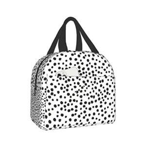 hizuwky black polka dots lunch box insulated lunch bag for kids girls boys women men reusable lunch tote bag for school work picnic travel