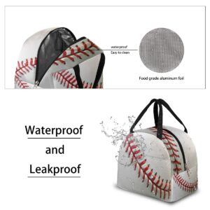 Insulated Lunch Bag for Women Men, 3D Baseball Stitch Tote Lunch Box for Adult Portable Reusable Cooler Meal Prep Organizer for Work Picnic Office Travel Beach