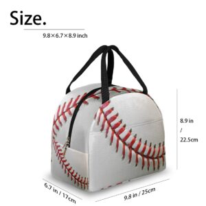 Insulated Lunch Bag for Women Men, 3D Baseball Stitch Tote Lunch Box for Adult Portable Reusable Cooler Meal Prep Organizer for Work Picnic Office Travel Beach
