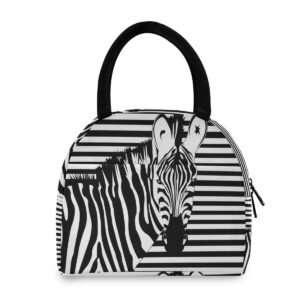 lunch bag animal zebra lunchbox for women girls reusable insulated cooler tote bag lunch box organizer for kids boys adult school office picnic