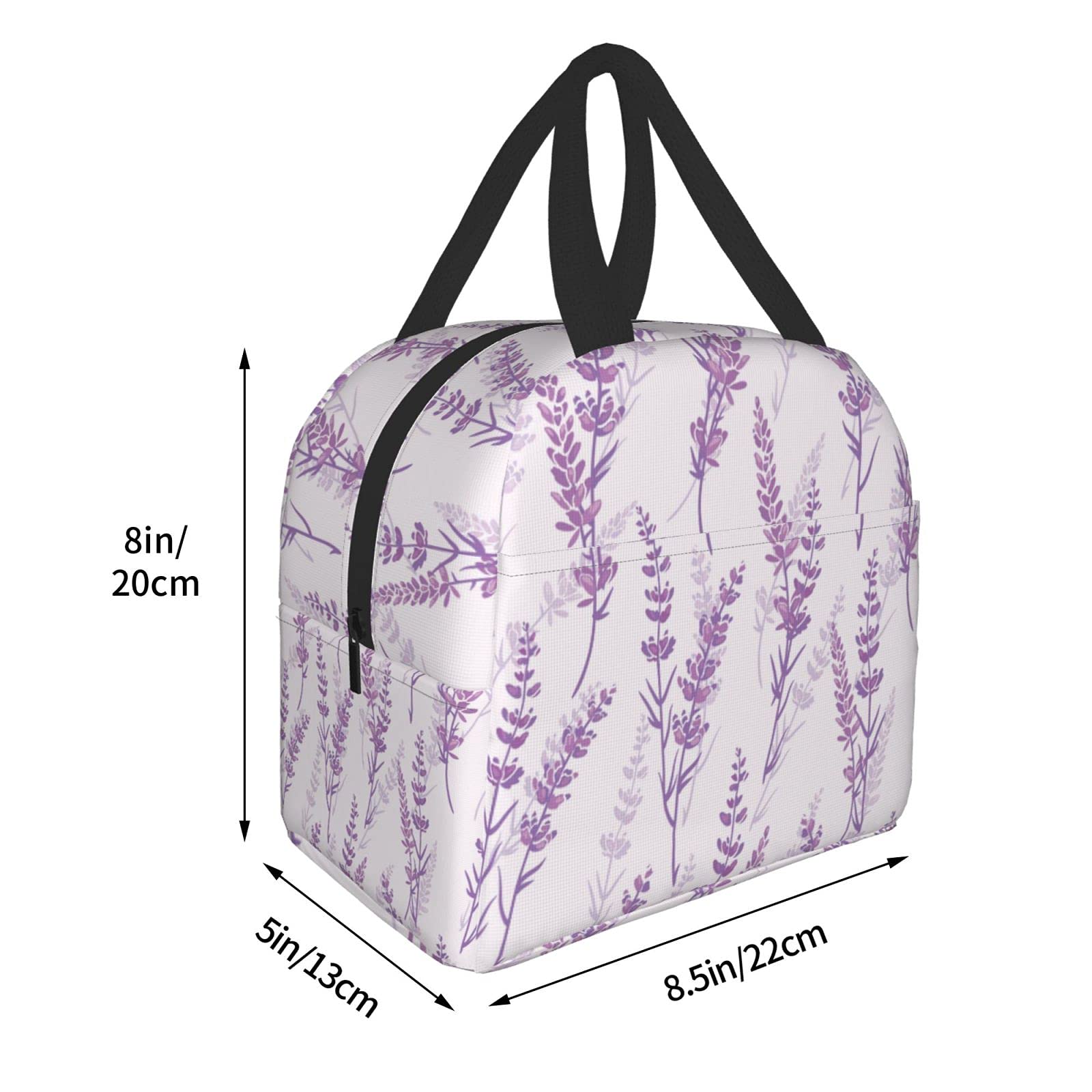 Carati Lavender Floral Purple Lunch Bag, Waterproof, Reusable, Durable