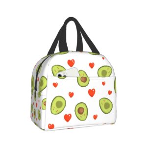 Avocado Heart Kawaii Lunch Box Travel Bag Picnic Bags Insulated Durable Shopping Bag Back To School Reusable Waterproof Bags For Man Woman Girls Boys