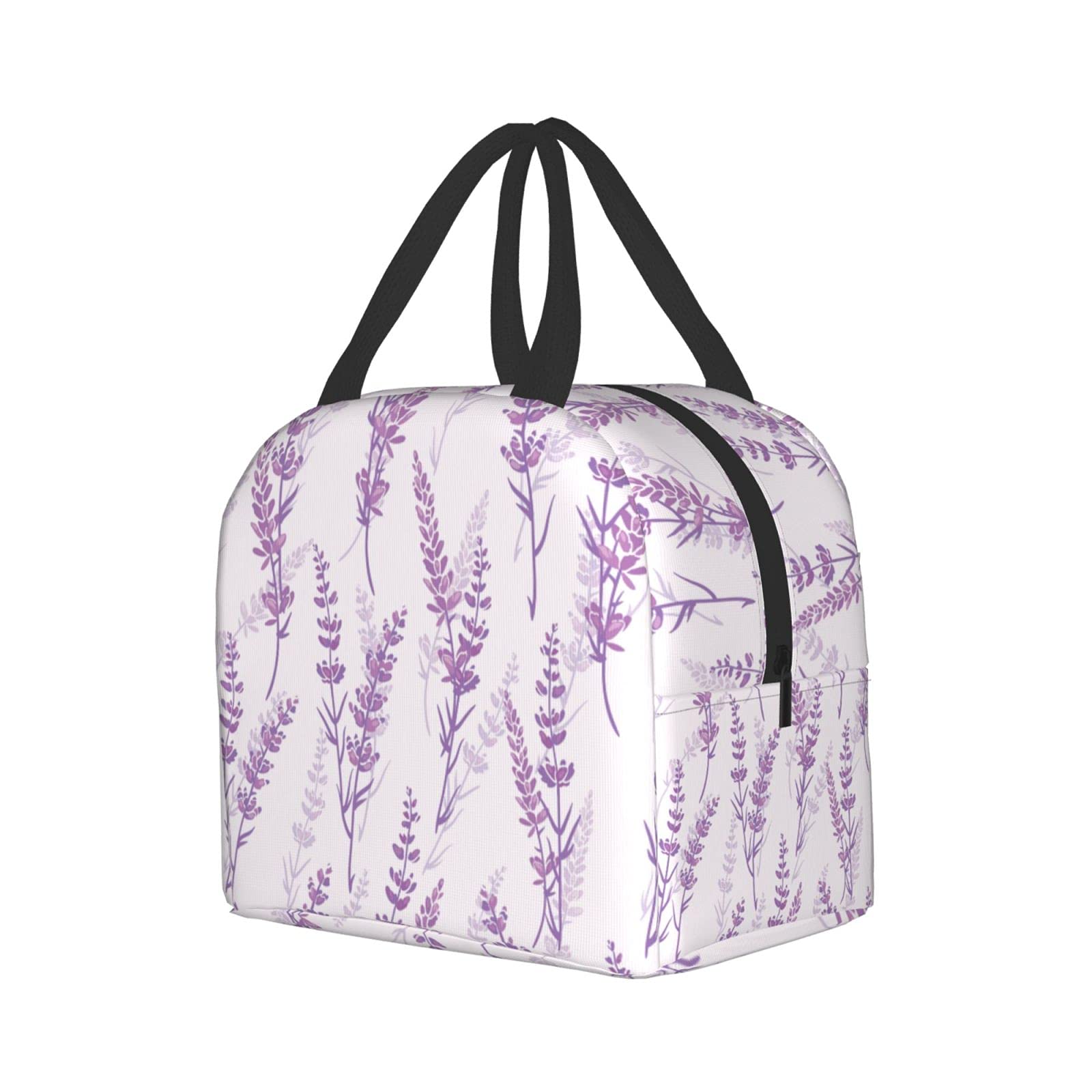 Carati Lavender Floral Purple Lunch Bag, Waterproof, Reusable, Durable