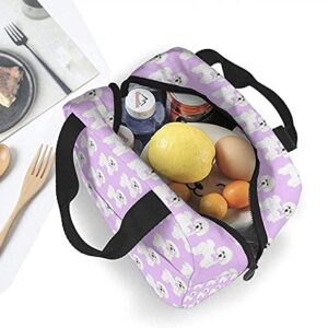 Insulated Lunch Bags Bichon Frise Dog Lilac Bows Water-Resistant Thermal Lunch Box For Work CampingTravel Picnic