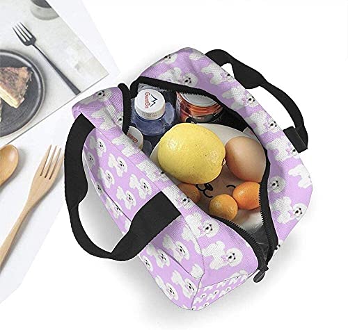 Insulated Lunch Bags Bichon Frise Dog Lilac Bows Water-Resistant Thermal Lunch Box For Work CampingTravel Picnic