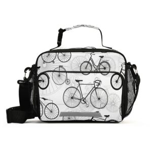 nander bicycle bike print lunch bag insulated cooler with adjustable shoulder strap reusable lunch tote containers for school work picnic/girls boys women