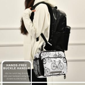 Nander Bicycle Bike Print Lunch Bag Insulated Cooler with Adjustable Shoulder Strap Reusable Lunch Tote Containers for School Work Picnic/Girls Boys Women